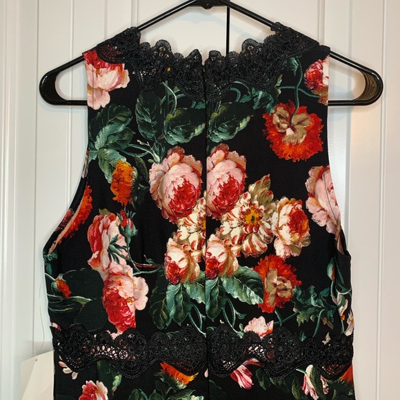 Chelsea 28 Black Foxie Floral Lace Trim Tea Dress - Picture 8 of 14